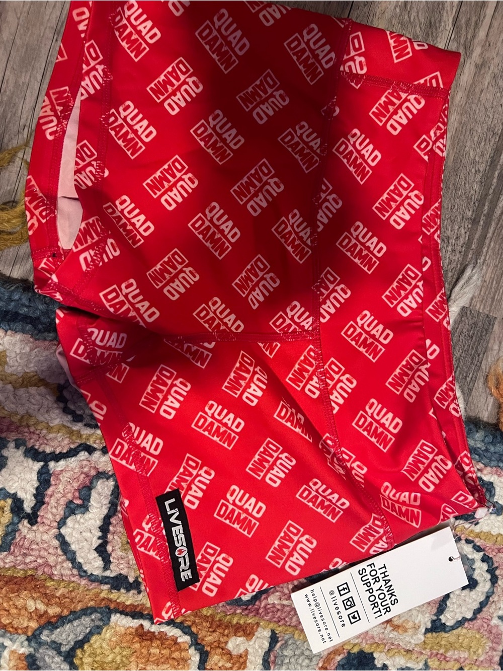 Livesore Red "QUAD DAMN" Athletic Shorts